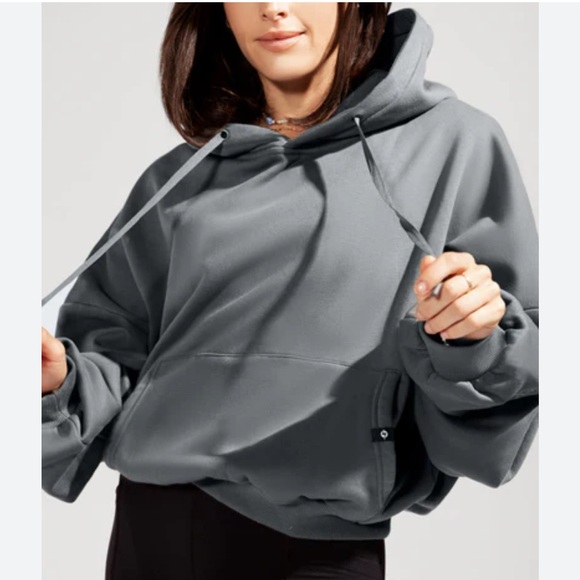 POPFLEX Tops - Popflex Hoodie Womens S/M Gray Full Zip Up Sweatshirt So Magical Oversized Crop